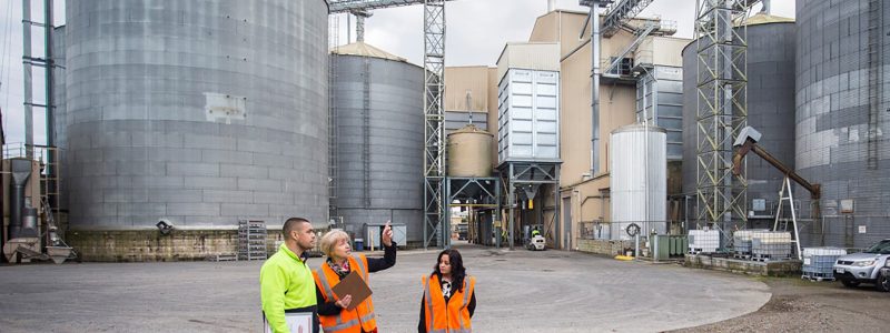 Workers outside at factory